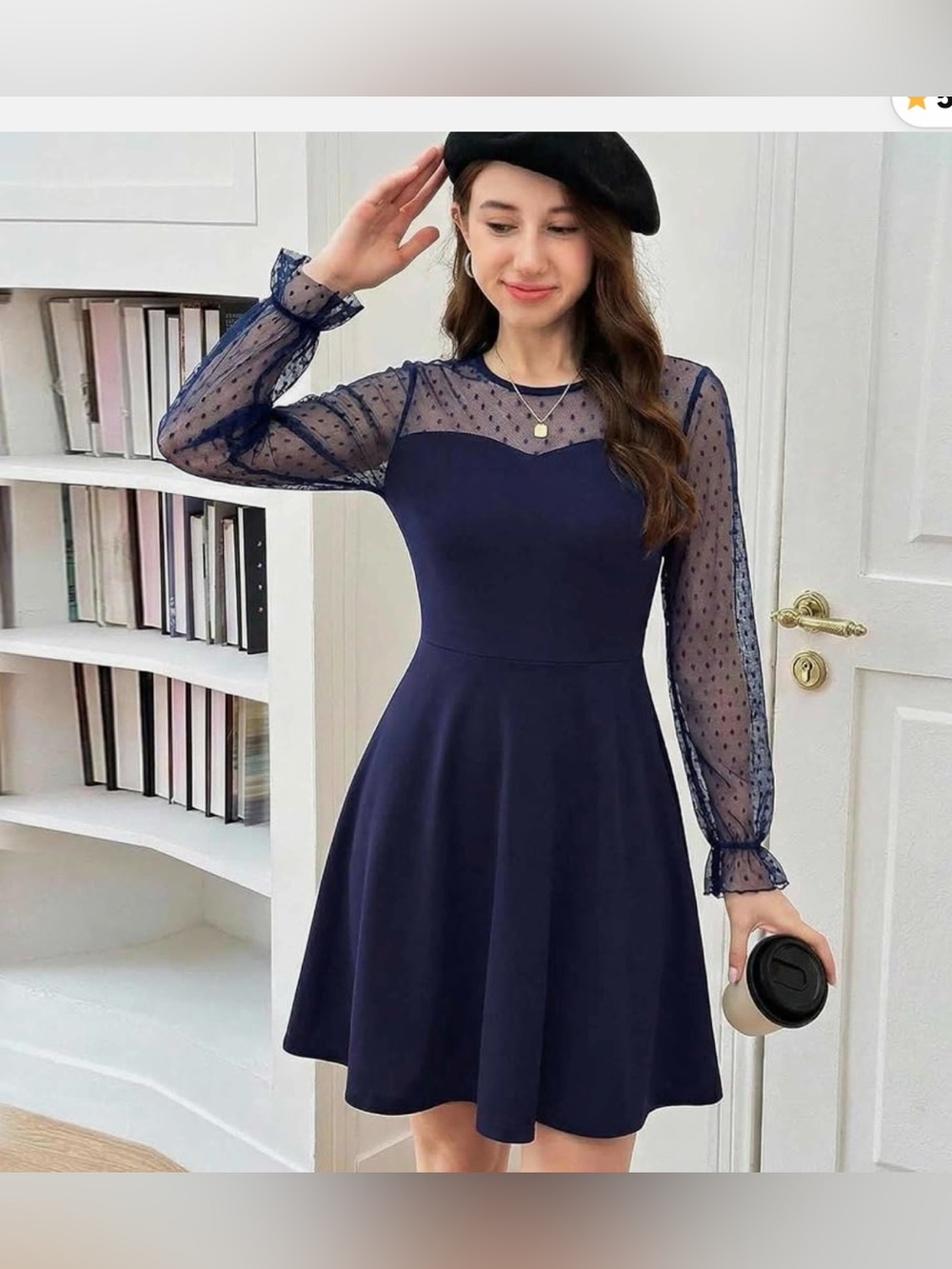 Girls Long sleeve A Line Dress Round Neck Heart Patchwork Polka Dot Mess Dress